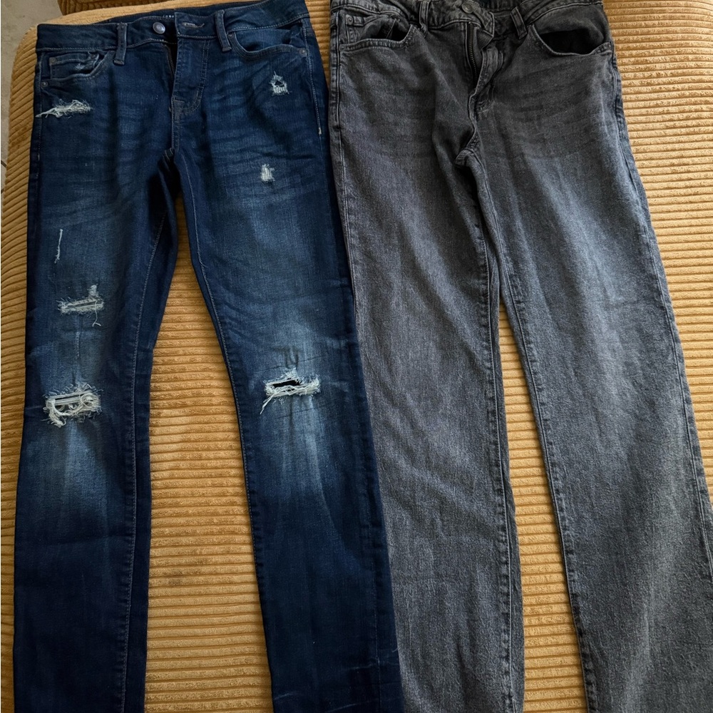 Aeropostale Men's Ripped Blue and Solid Gray Skinny Jeans